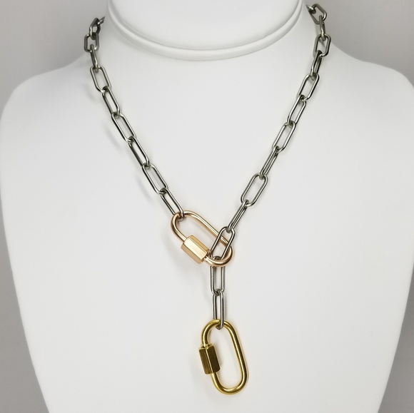 NWT Stainless Steel Carabiners Choker Lariat - Picture 8 of 10